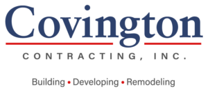 Covington Contracting logo in blue and gray for the luxury custom homebuilder in Hampton Roads Virginia