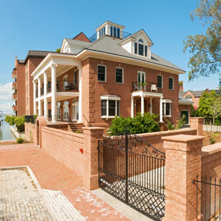 A grand brick home on the water in Norfolk Virginia